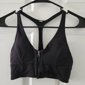 Lululemon Black Zipper Zip Up Racerback Sports Bra - Size 4